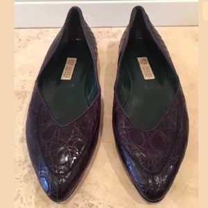 GUCCI🐊Genuine Purple Crocodile Flats ITALY NEW!!!
